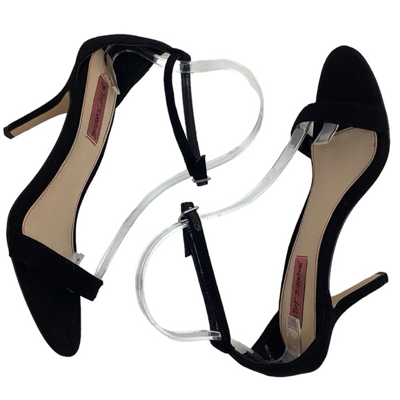 Betsy Johnson Black Velvet Ankle Strap Dress Stiletto - Picture 6 of 11
